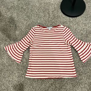 Amour Vert red and cream striped shirt